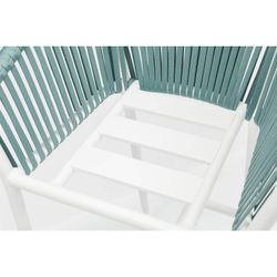 Buitenbarstoel met armleuningen van aluminium en olefin touw in wit en aqua, 57 x 56 x 105 cm | Ukiah
