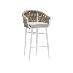 Aluminum and olefin rope patio dining set in white and greige | Meridian