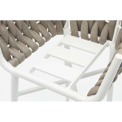 Aluminum and olefin rope patio dining set in white and greige | Meridian