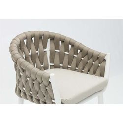 Aluminum and olefin rope patio dining set in white and greige | Meridian