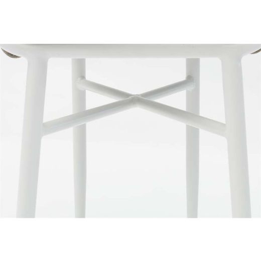 Aluminum and olefin rope patio dining set in white and greige | Meridian