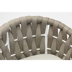 Aluminum and olefin rope patio dining set in white and greige | Meridian