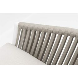 Buitenbarstoel met armleuningen van aluminium en olefin touw in wit en greige, 57 x 56 x 105 cm | Ukiah