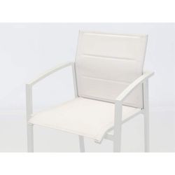 Buitenbarstoel met armleuningen van aluminium en textileen in de kleur wit, 57 x 61,5 x 112,5 cm | Orick