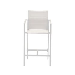 Buitenbarstoel met armleuningen van aluminium en textileen in de kleur wit, 57 x 61,5 x 112,5 cm | Orick