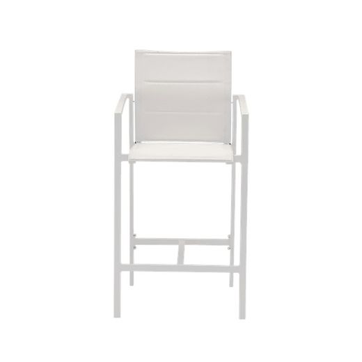 Buitenbarstoel met armleuningen van aluminium en textileen in de kleur wit, 57 x 61,5 x 112,5 cm | Orick