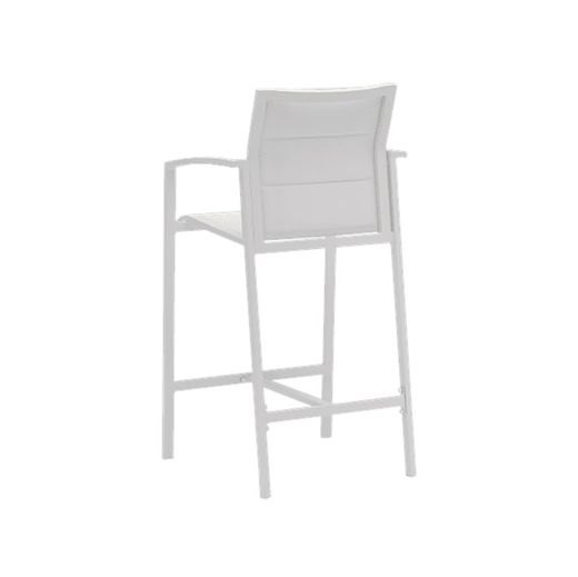 Buitenbarstoel met armleuningen van aluminium en textileen in de kleur wit, 57 x 61,5 x 112,5 cm | Orick