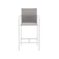 Aluminum, ceramic, and textilene garden dining set in white and gray | Meridian + Orick