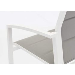 Aluminum, ceramic, and textilene garden dining set in white and gray | Meridian + Orick