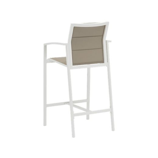 Aluminum and textilene garden dining set in white and taupe | Orick Duo