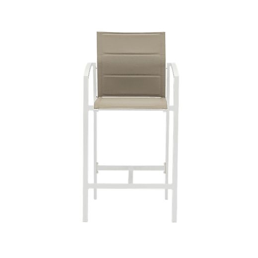 Aluminum and textilene garden dining set in white and taupe | Orick Duo