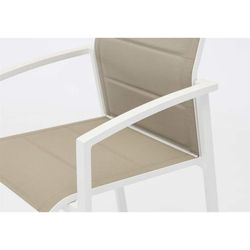 Aluminum and textilene garden dining set in white and taupe | Orick Duo