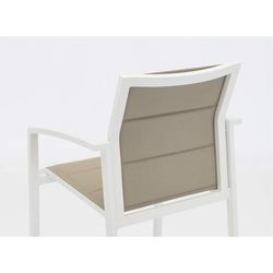 Aluminum and textilene garden dining set in white and taupe | Orick Duo