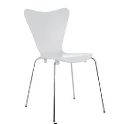 Sedia impilabile laccata bianca e gambe cromate, 43 x 52 x 84 cm