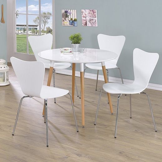 Sedia impilabile laccata bianca e gambe cromate, 43 x 52 x 84 cm