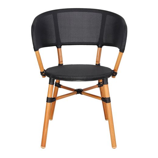 Arhiza Chair in Aluminum and Black Synthetic Rattan, 56x55x79 cm