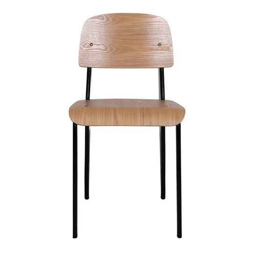 Black Iron and Wood Bendo Chair, 40.50x52.50x80 cm