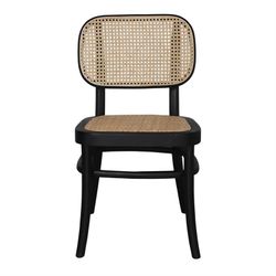Bianca Wood Chair in Wood and Black Rattan, 45x41x83 cm