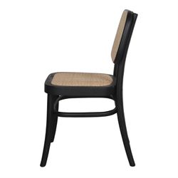 Bianca Wood Chair in Wood and Black Rattan, 45x41x83 cm