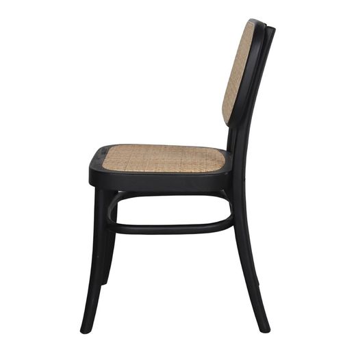 Bianca Wood Chair in Wood and Black Rattan, 45x41x83 cm