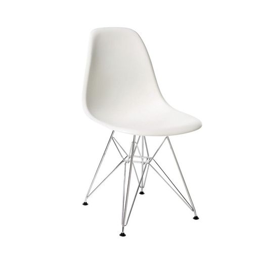 Weißer Stuhl mit silbernen Beinen56x47x81.5