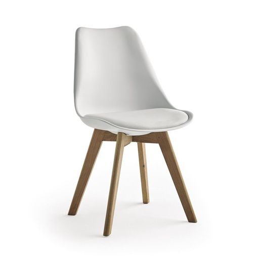 Sedia bianca con gambe in legno46,5x54,5x84