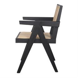 Capitol Birch Wood and Black Rattan Chair, 55x60x85 cm