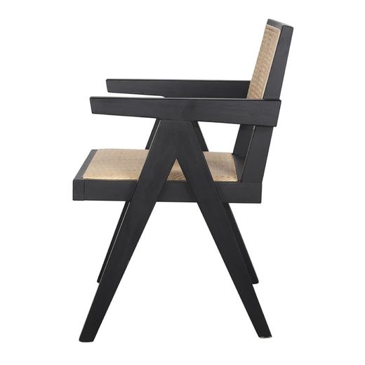 Chaise Capitol en bois de bouleau et rotin noir, 55x60x85 cm