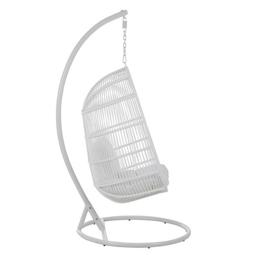 Chaise suspendue ovale en acier blanc, 119x105x193cm