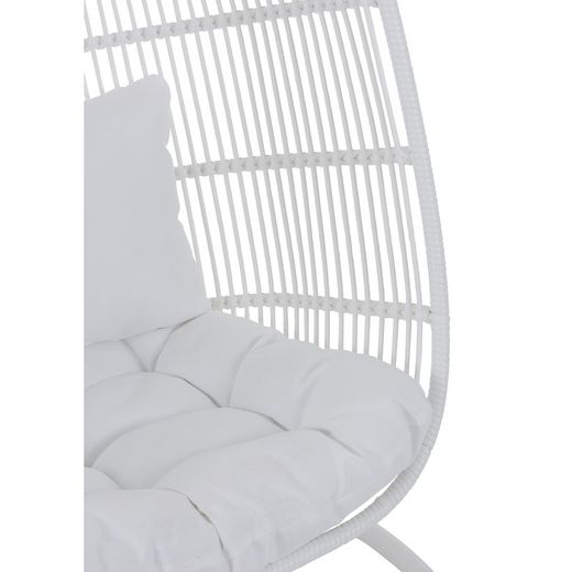 Chaise suspendue ovale en acier blanc, 119x105x193cm