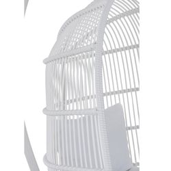 Chaise suspendue ovale en acier blanc, 119x105x193cm