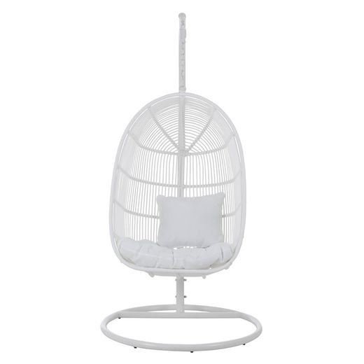 Chaise suspendue ovale en acier blanc, 119x105x193cm