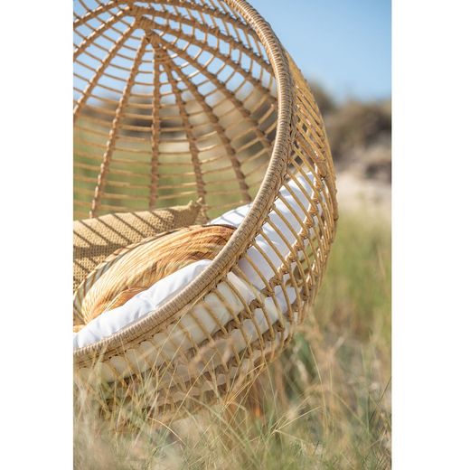 Chaise suspendue ronde en acier beige, 119x110x193cm