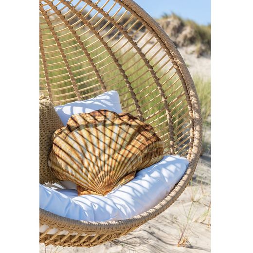 Chaise suspendue ronde en acier beige, 119x110x193cm