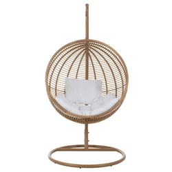 Cadeira suspensa redonda em aço bege, 119x110x193cm