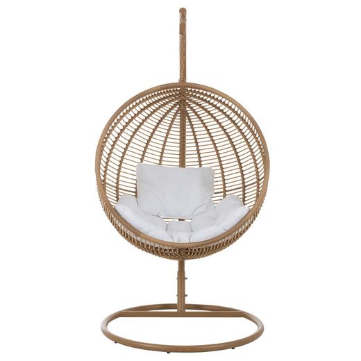 Chaise suspendue ronde en acier beige, 119x110x193cm