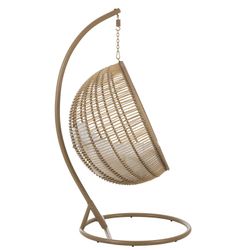 Cadeira suspensa redonda em aço bege, 119x110x193cm