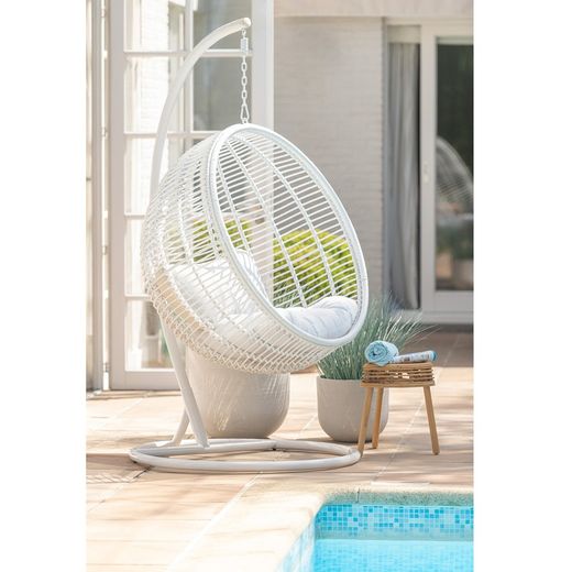 Round White Steel Hanging Chair, 119x110x193cm