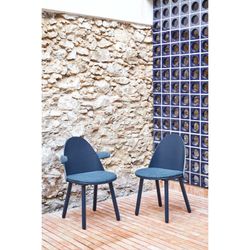 Ξύλινη πολυθρόνα σε μπλε σκούρο χρώμα, 56 x 53,5 x 74,5 εκ. | Ούμα