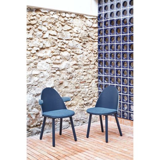 Ξύλινη πολυθρόνα σε μπλε σκούρο χρώμα, 56 x 53,5 x 74,5 εκ. | Ούμα