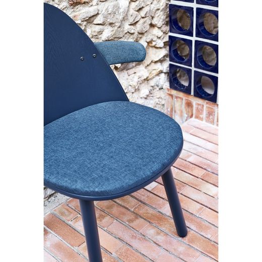 Ξύλινη πολυθρόνα σε μπλε σκούρο χρώμα, 56 x 53,5 x 74,5 εκ. | Ούμα