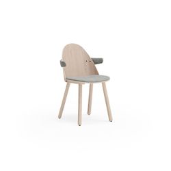 Chair with wooden arms in light natural and grey, 56 x 53.5 x 74.5 cm | Uma