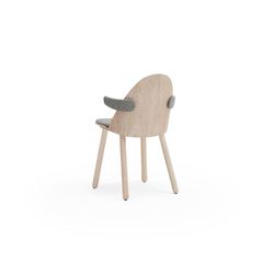 Chair with wooden arms in light natural and grey, 56 x 53.5 x 74.5 cm | Uma