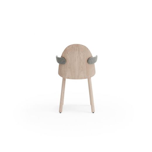 Chair with wooden arms in light natural and grey, 56 x 53.5 x 74.5 cm | Uma