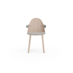 Chair with wooden arms in light natural and grey, 56 x 53.5 x 74.5 cm | Uma
