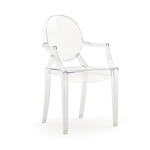 Silla Estilo Louis Ghost Policarbonato Transparente 56,5x54x92 cm con Brazos