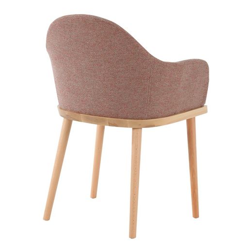 Chair with arms. Ash wood and beige upholstery (57 x 82 x 40.5 cm) | Beksand Linen Series
