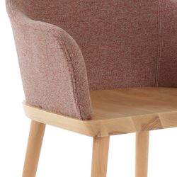 Chair with arms. Ash wood and beige upholstery (57 x 82 x 40.5 cm) | Beksand Linen Series