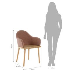 Chair with arms. Ash wood and beige upholstery (57 x 82 x 40.5 cm) | Beksand Linen Series