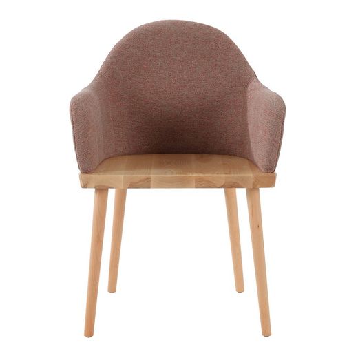 Chair with arms. Ash wood and beige upholstery (57 x 82 x 40.5 cm) | Beksand Linen Series